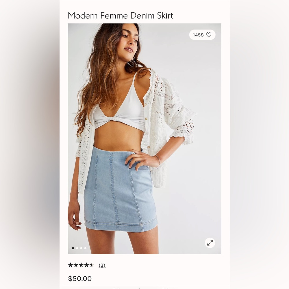 Free people denim mini skirt. Worn once! Size 2.